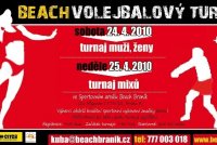 BEACHBRANÍK - Poslední zastřešené open beach turnaje kategorie MUŽI, ŽENY a MIXY, 24. a 25. dubna 2010